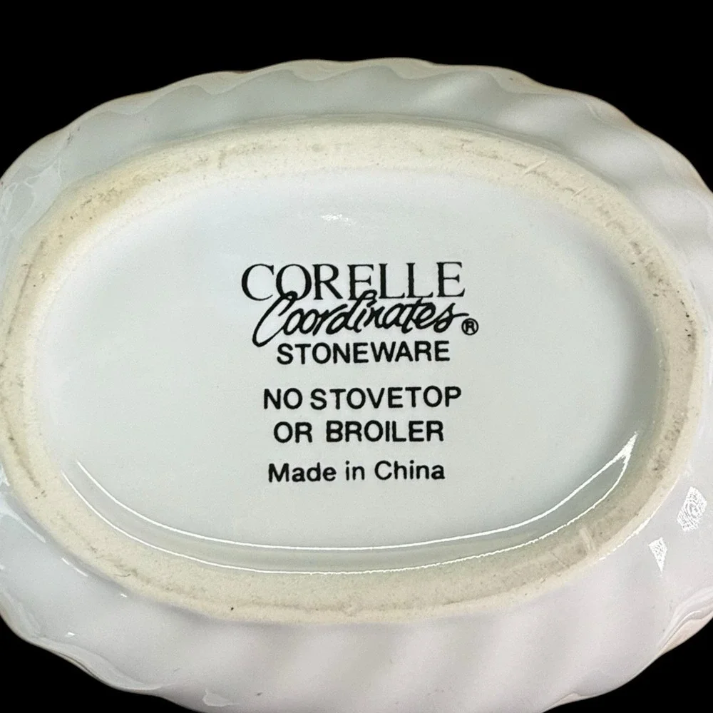 Corning Corelle Coordinates Callaway Ivy Swirl Gravy Boat &‎ Underplate 2 Pc Set